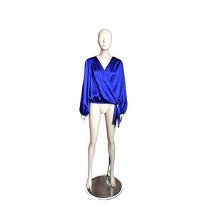 Express Blue V Neck Long Sleeve Blouse